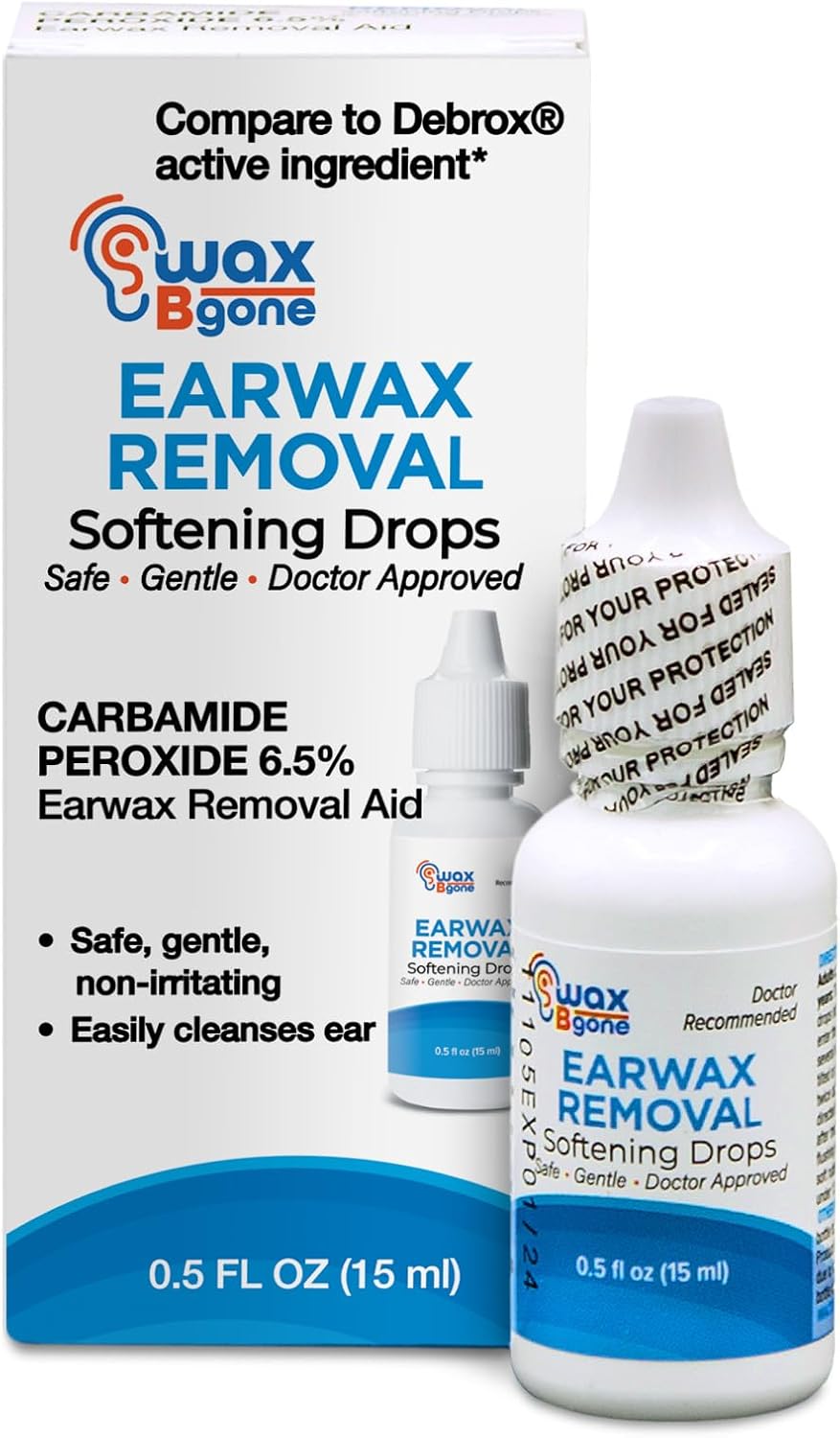 WaxBgone Ear Wax Removal Drops - Dissolves Ear Wax with Gentle Foaming Action - Safe and Effective Wax Softening Ear Drops - Aids Irrigation of Clogged Ears for Adults and Kids - 0.5 Fl. Oz.Bottle