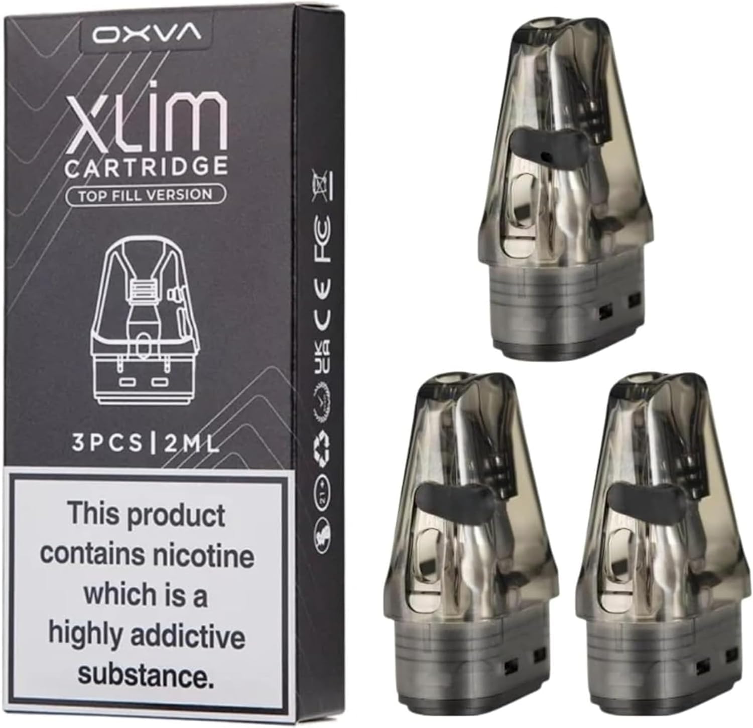 For OXVA Xlim Pods V3 (0.8) Vape Pods for XLIM Pro 2, Xlim Vape Kit, Xlim SE, Xlim 2ml, Oxva Cartridge Built in Mesh Coil for E-Cigarettes 0.8ohm Side-Filling v3 Pod Pack of 3 No Nicotine Leak Proof