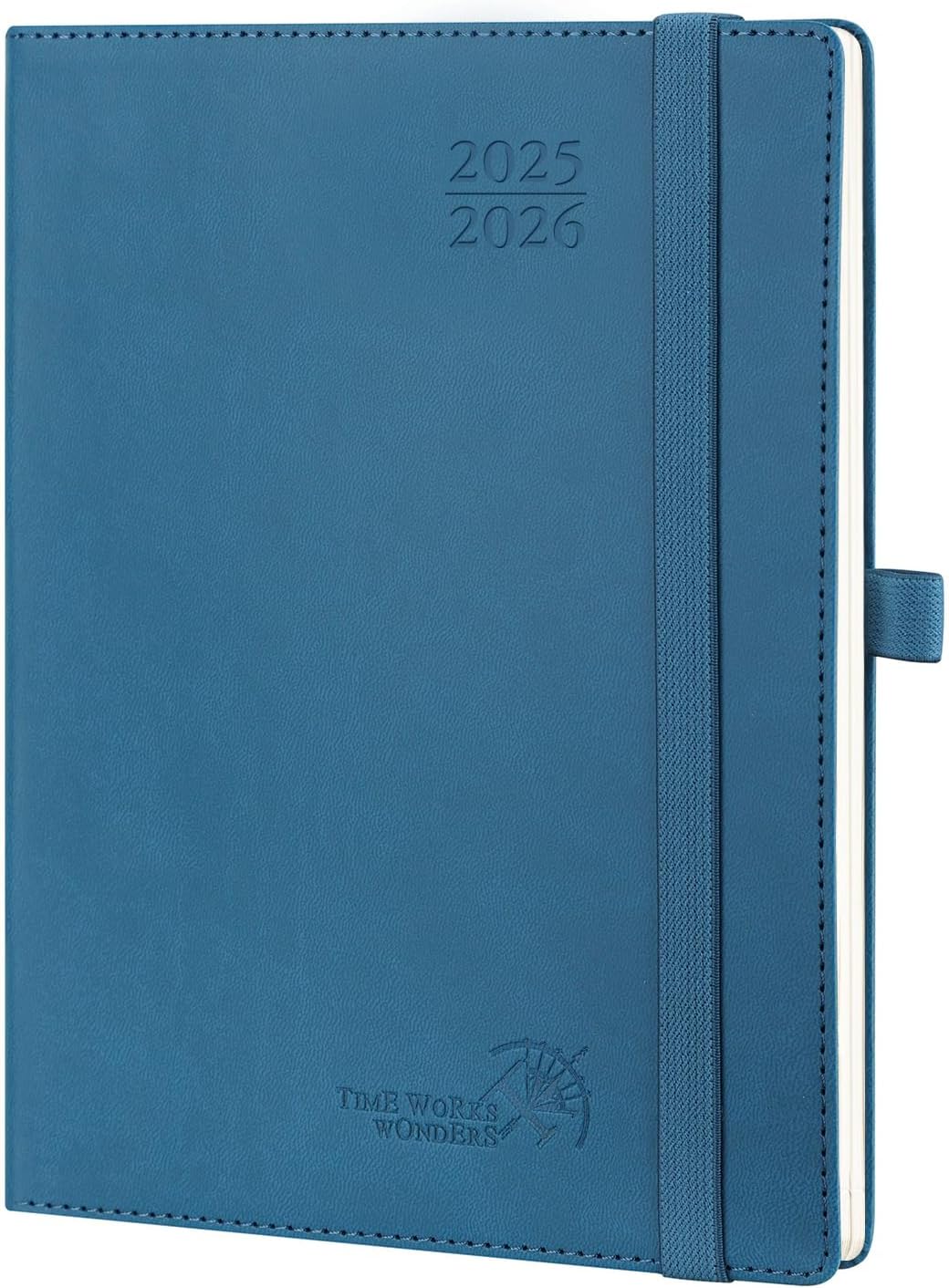 POPRUN 2025-2026 Academic Diary A5 Week to View (22x16.5 cm) Soft Cover 17 Months (Aug'25 - Dec'26) Vertical Weekly Planner 25/26 Mid Year Diary,PU Leather (Night Sky Blue)