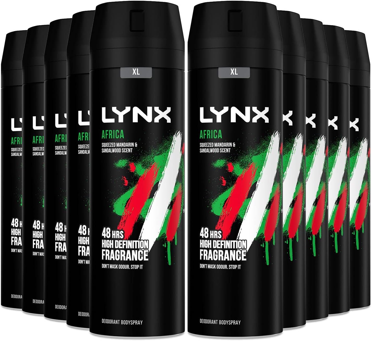 Lynx Africa Deodorant for Men, Body Spray, Deodorant Spray with 48 Hours High Definition Fragrance of Geranium and Vanilla Scent, 200ml (Pack of 10)