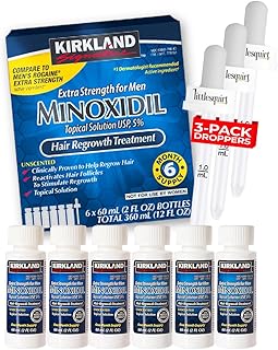 Minoxidil for Men Hair Regrowth Treatment 5% Extra Strength, 2 fl oz (6-Month Supply with 3 Droppers)