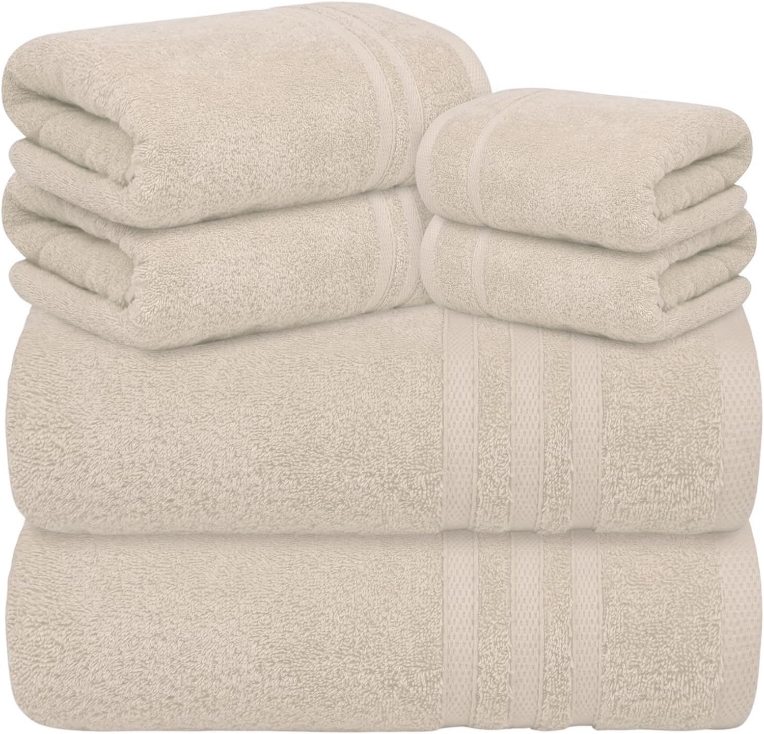 Opel Tex Luxury Towels 100% Egyptian Cotton 800-GSM Large Jumbo Bath Towels | Hotel Quality Super Soft and Highly Absorbent | 6-Piece Cream Towel Set