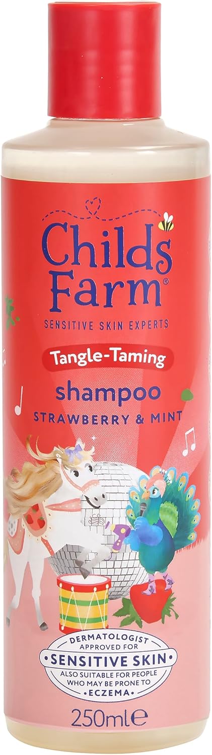 Childs Farm Tangle Taming Shampoo, Straight or Wavy Hair, Gentle and Tear Free, Strawberry and Mint, Kids, Baby, 250ml