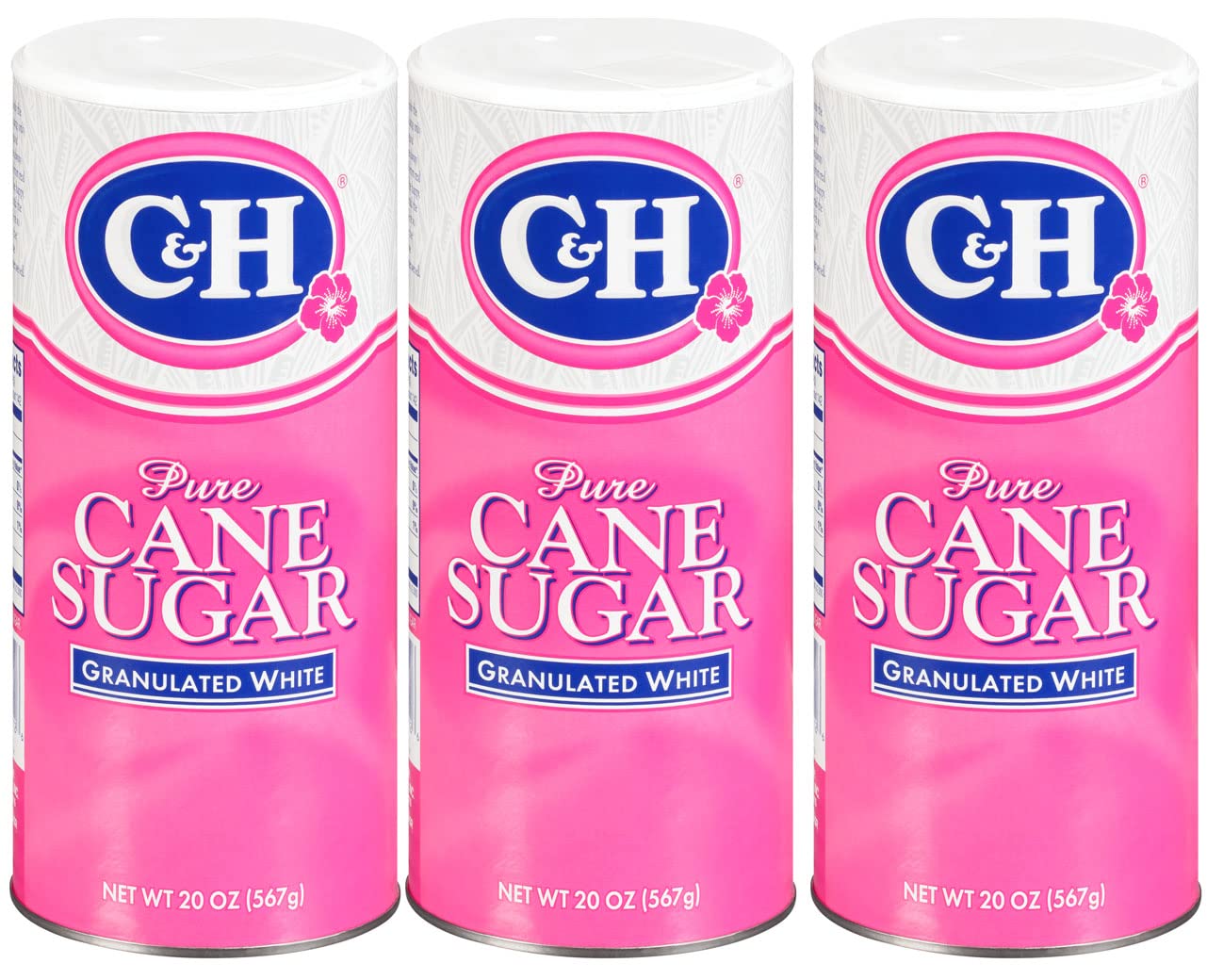 C&H® Granulated Sugar, 20 oz Canister Premium Pure Cane Sugar (Pack of 3)