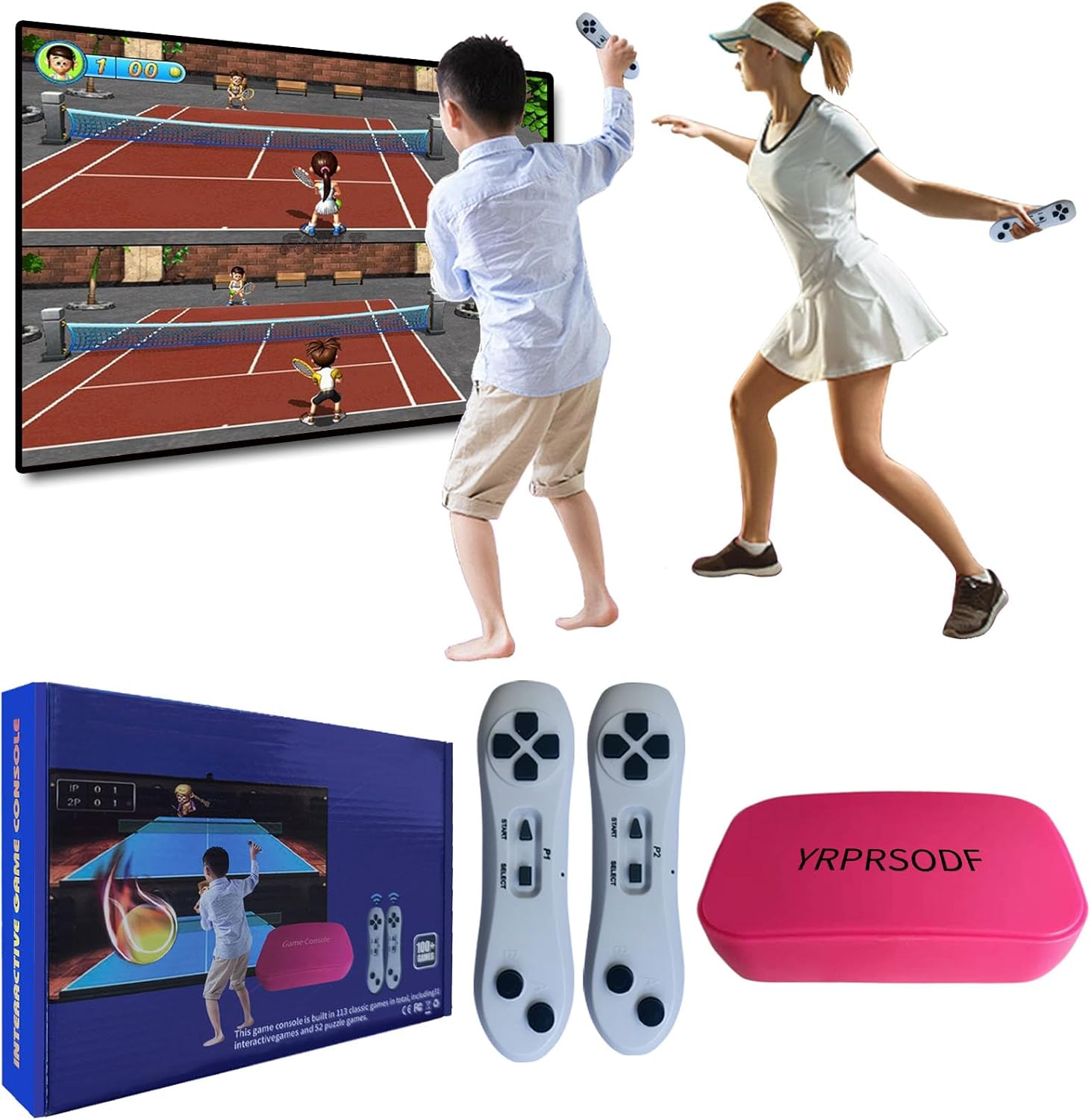 TV Game Console Built in 100+ Games, Handheld Video Game Machine with 2.4G Wireless Gamepad Somatosensory Control, HD Plug and Play, Home Interactive& Puzzle Games, Red