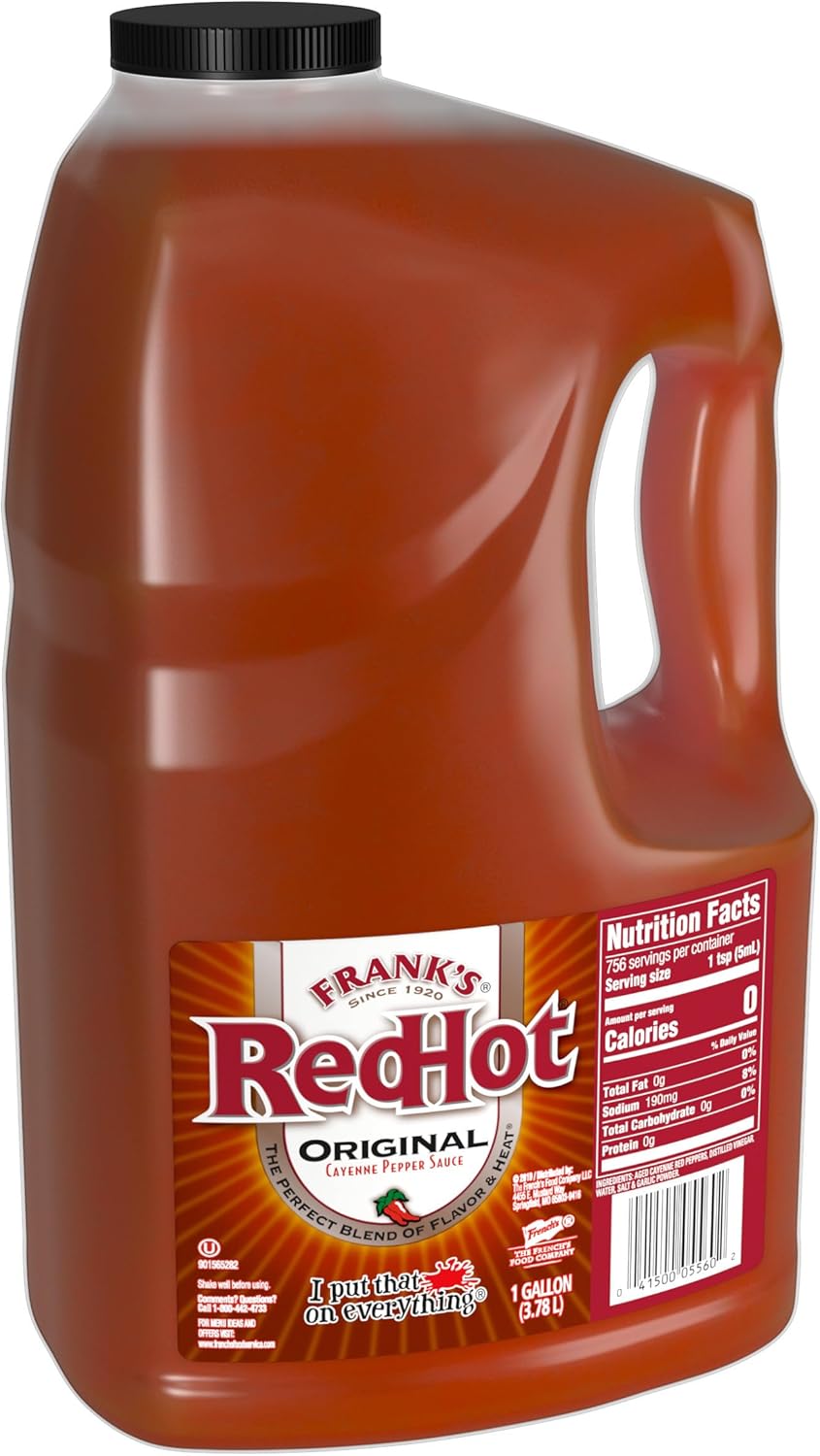Frank's RedHot Original Cayenne Pepper Sauce, Premium Blended Cayenne Peppers, Bold & Spicy Flavour, Bulk Container, 3.8L