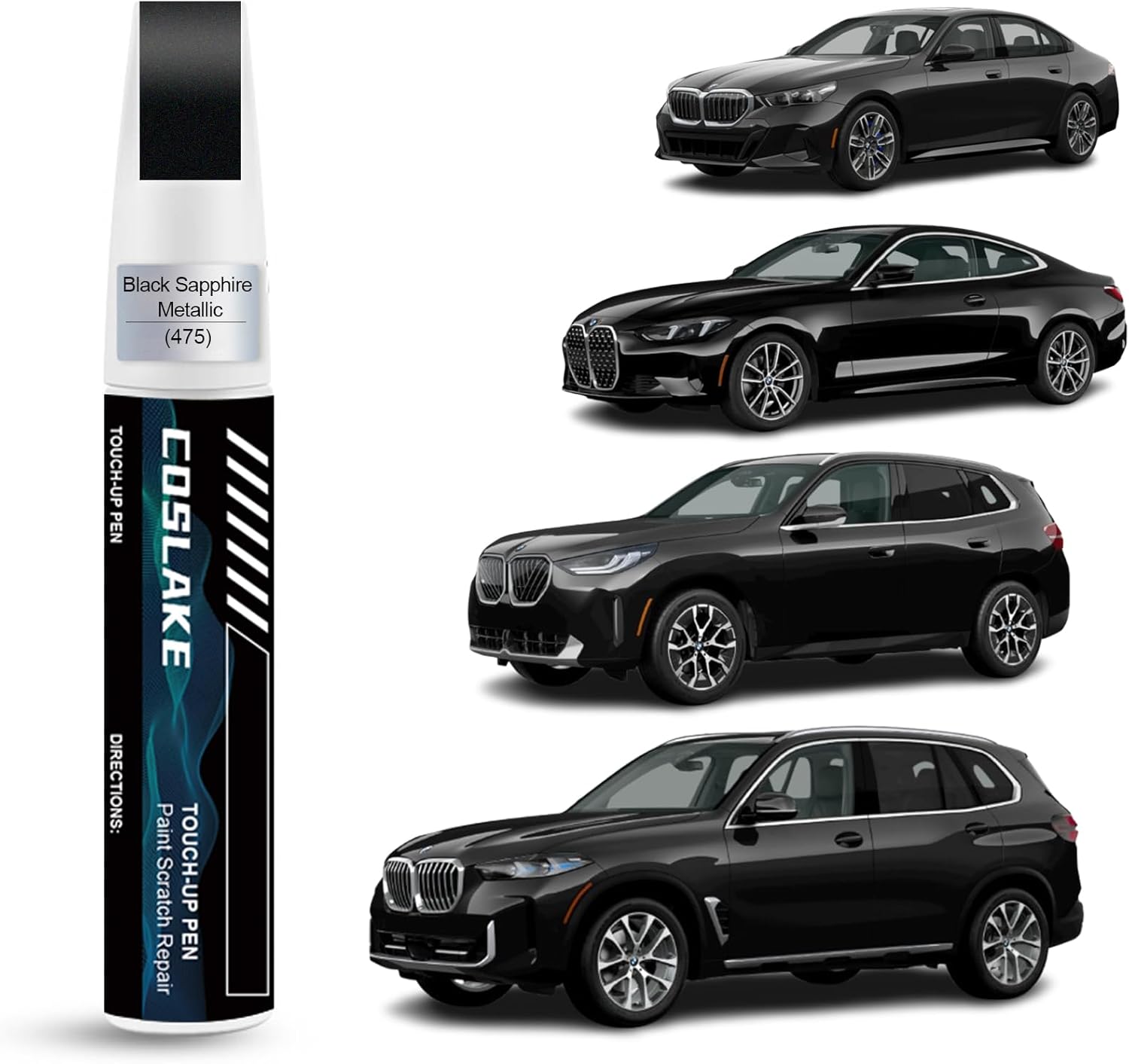 Car Touch Up Paint(Black Sapphire Metallic(475)) for BMW, Car Paint Scratch Repair Kit, Quick & Easy Solution to Repair, 2 in 1 Scratch Remover Pen with Color-Matched