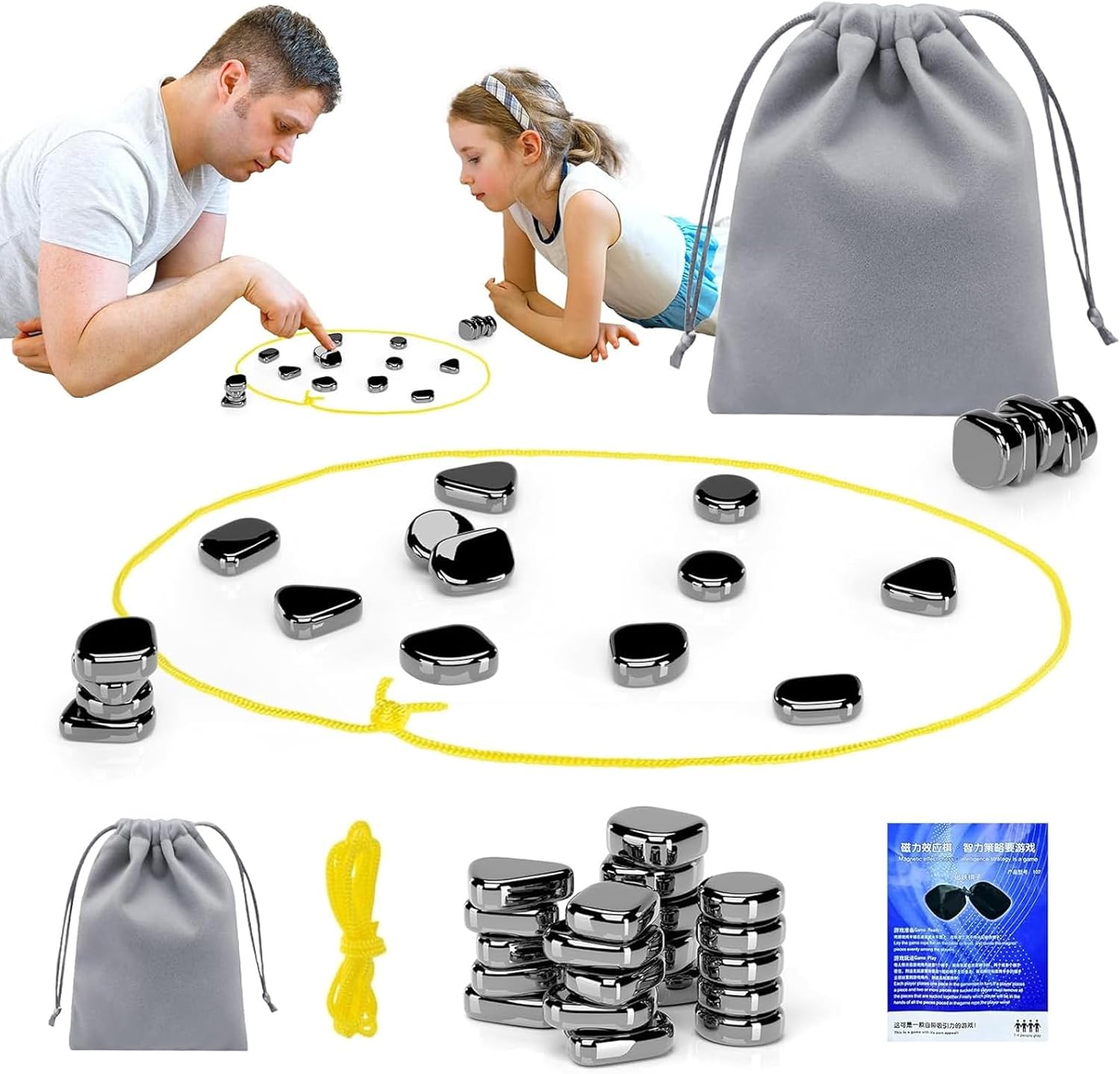 Magnetic Chess Game, Logic Training Board Game for Kids, Adults Chess Set with 20 Magnetic Pieces, 1Gameplay Manual, and 1 Pouch, Perfect for Family Gatherings and Travel
