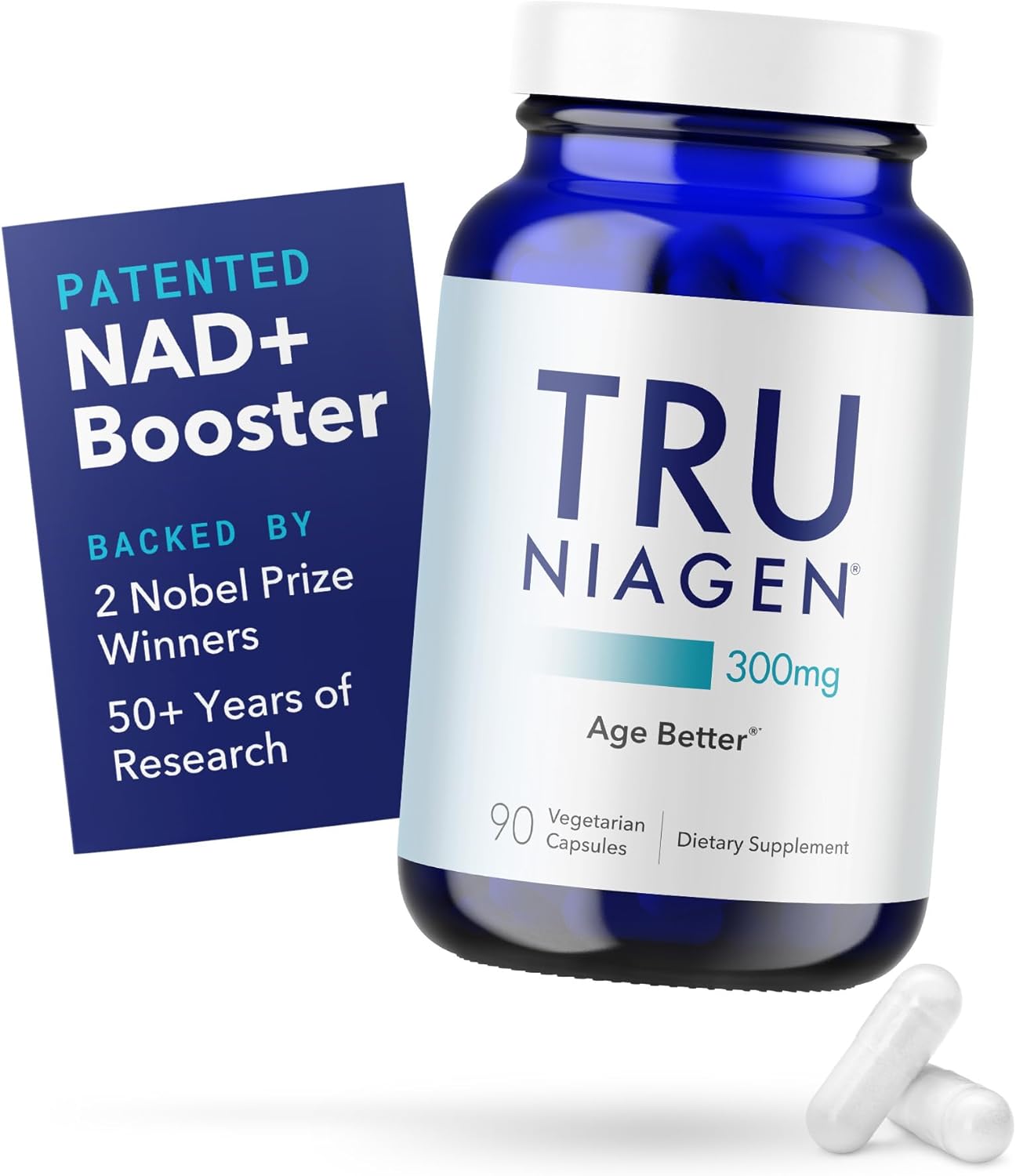 TRU NIAGEN Patented NAD+ Supplement for Anti Aging and Cell Regeneration, 300 mg Niagen, 90 Servings | Supports Cellular Energy, Brain, Muscle | Nicotinamide Riboside (NR) Take 1 Daily | 1 Bottle
