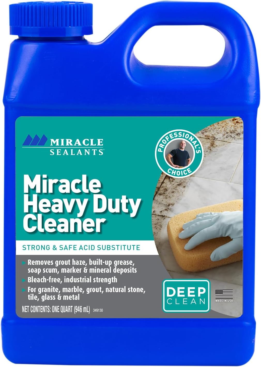 Miracle Sealants Miracle Heavy Duty Non-Acidic Cleaner, Tile & Stone Cleaner & Grout Haze Remover, Quart