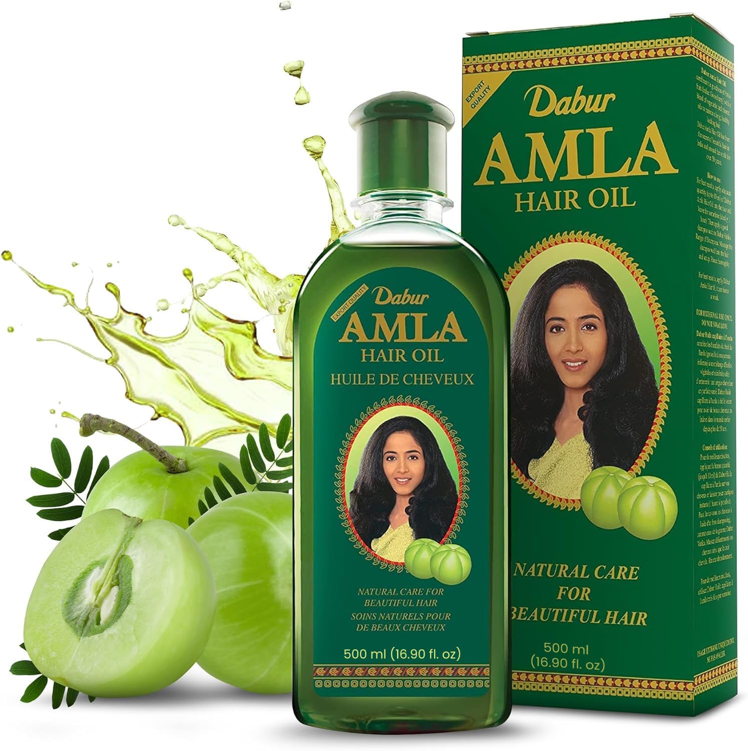 Dabur Amla Hair Oil – Nourishing Herbal Oil for Stronger, Thicker & Shinier Hair – Enriched with Amla Extracts to Reduce Fall, Strengthen Roots & Promote Healthy Growth – 500ml