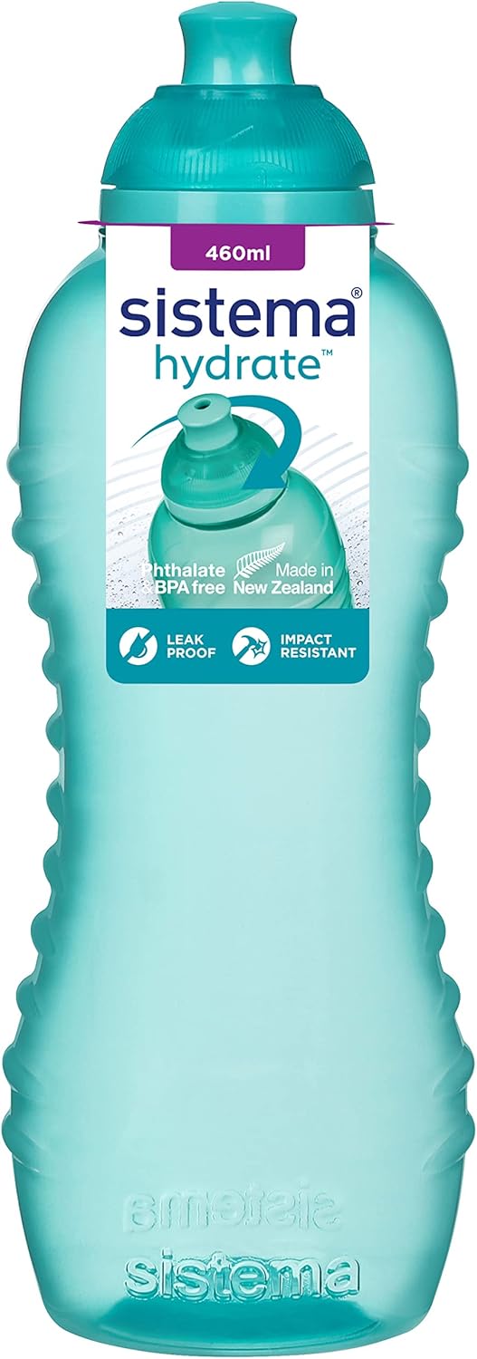 Sistema Squeeze Twist 'n' Sip Sports Water Bottle | 460 ml | Leakproof Kids Water Bottle | BPA-Free | Assorted Colours (Not Selectable) | 1 Count