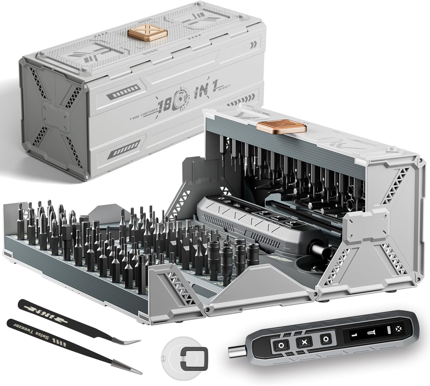 180 in 1 Electric Screwdriver Set, Power Screwdriver, Precision Screwdriver Set, 3 Torque Modes with 162 Magnetic Precision Bits, Screwdriver it for Phone Camera Computer Watch Laptop Drones