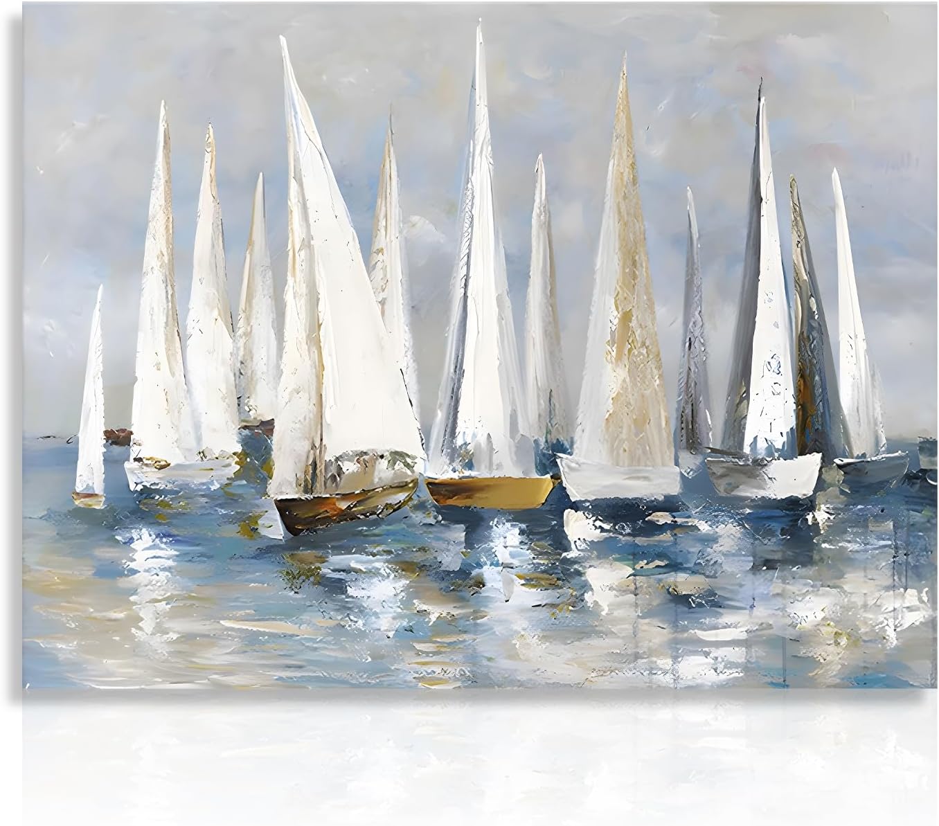 Dazzlewall Sailboat Ocean Wall Art Poster Vintage Coastal Painting, Seascape Canvas Wall Art Prints for Bathroom Bedroom Living Room Decor 12x16 in Unframed