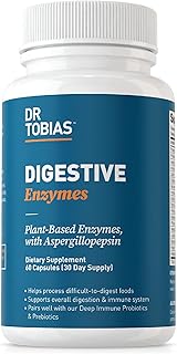 Dr. Tobias Digestive Enzymes with Amylase, Bromelain, Lipase, Lactase, Protease, Papain & More, Digestion Supplement with 18 Enzymes for Digestion and Gut Health, 60 Capsules, 30 Servings