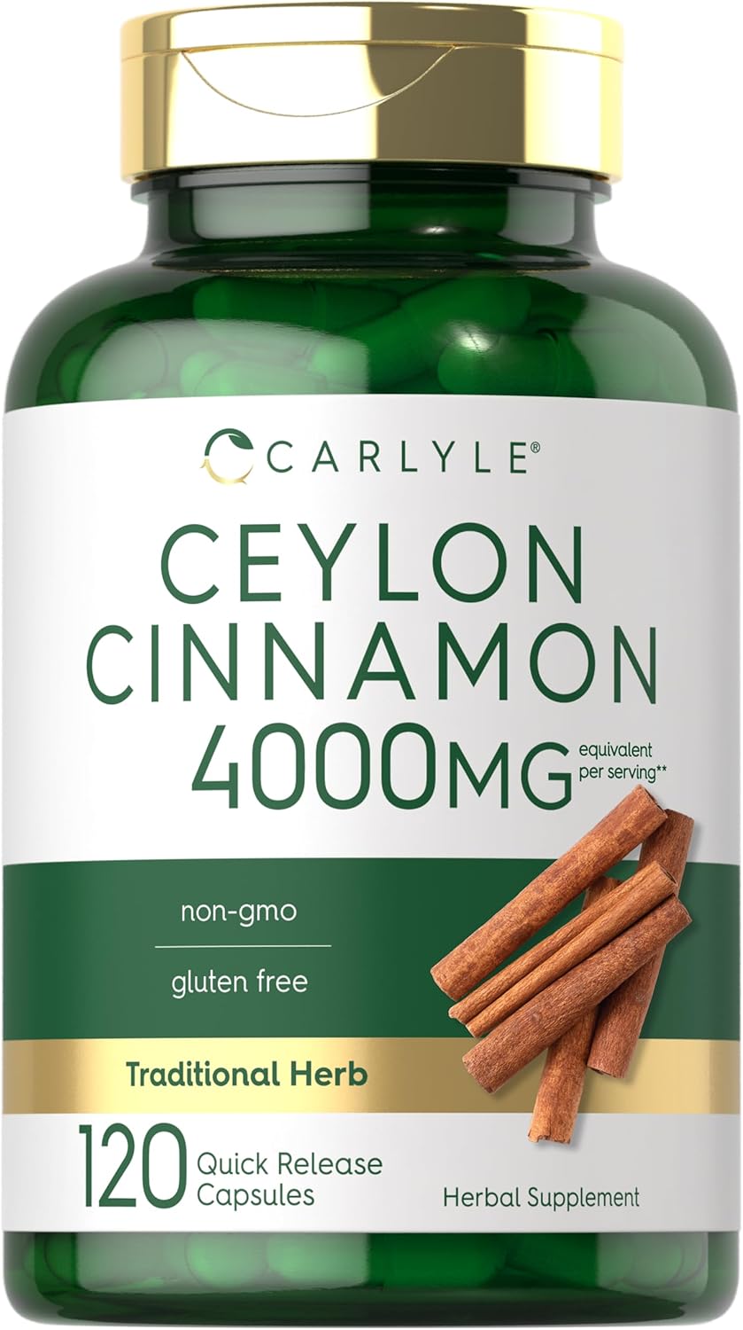 Carlyle Ceylon Cinnamon Capsules 4000 mg | 120 Count | Non-GMO & Gluten Free Supplement