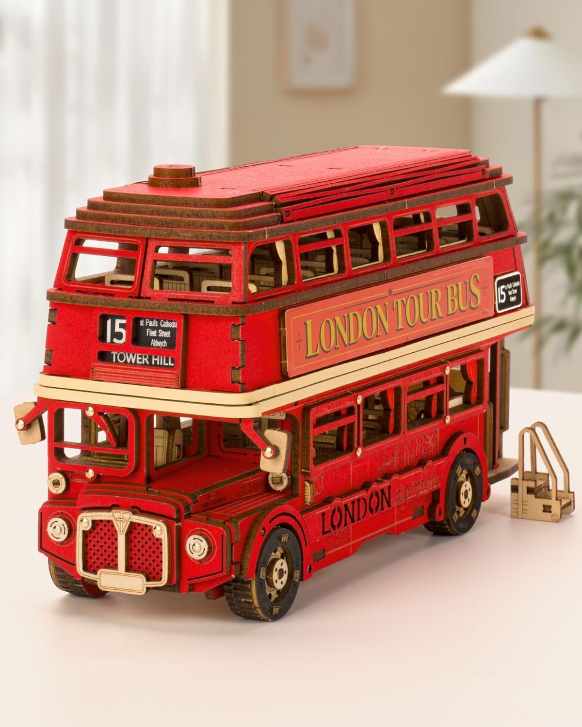 ROWOOD 3D Wooden Puzzles London Tour Bus Age 14+, Retro Model Kit for Adults to Build, Make Your Own Woodcraft Construction Kit, Creative Gift for Birthday Day and Christmas