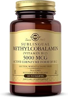Solgar Methylcobalamin Vitamin B12 5000 mcg Nuggets - Supports Energy, Active B12 Form, Non-GMO, Vegan, Gluten & Dairy Free - 60 Count