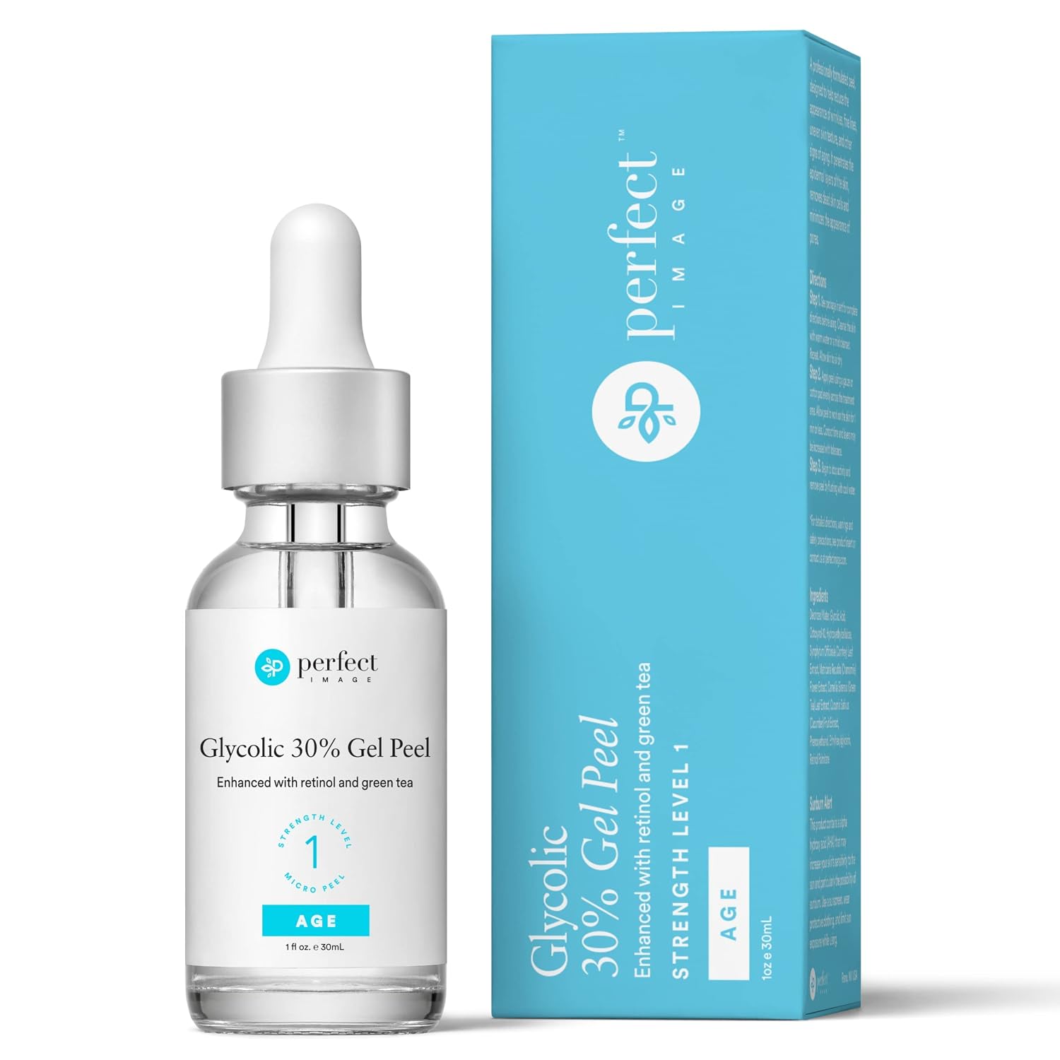 Glycolic Acid 30% Gel Peel - Enhanced with Retinol and Green Tea Extract (Professional Chemical Peel)- 1 fl oz 30mL