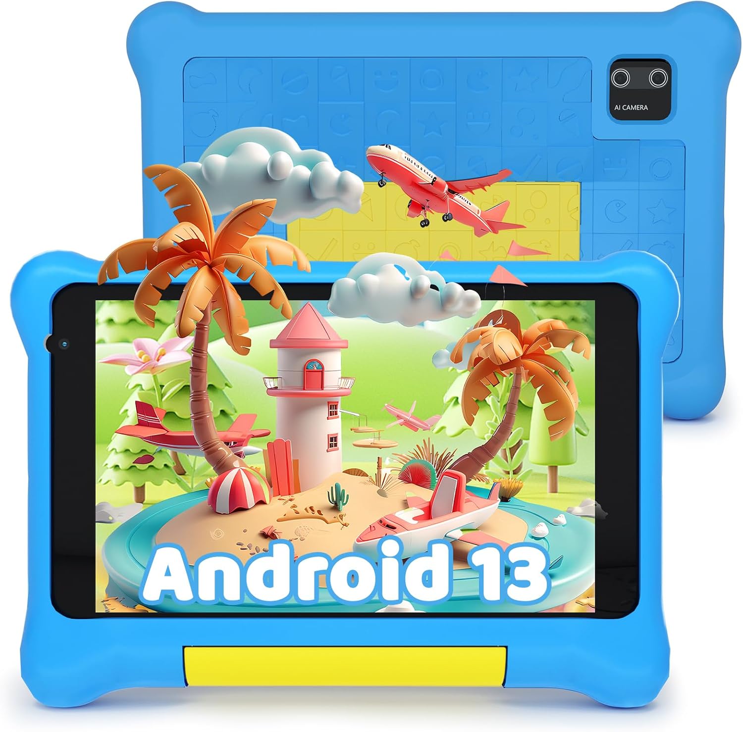 Hakaug Kids Tablet 7 Inch, Android 13 Tablet for Kids with Parental Control APP, 5GB+32GB+128GB Expandable, 1024x600 HD Screen, 0.3MP+2MP, 2500mAh, Wi-Fi 6, Bluetooth 5.0, Type-C(Blue)