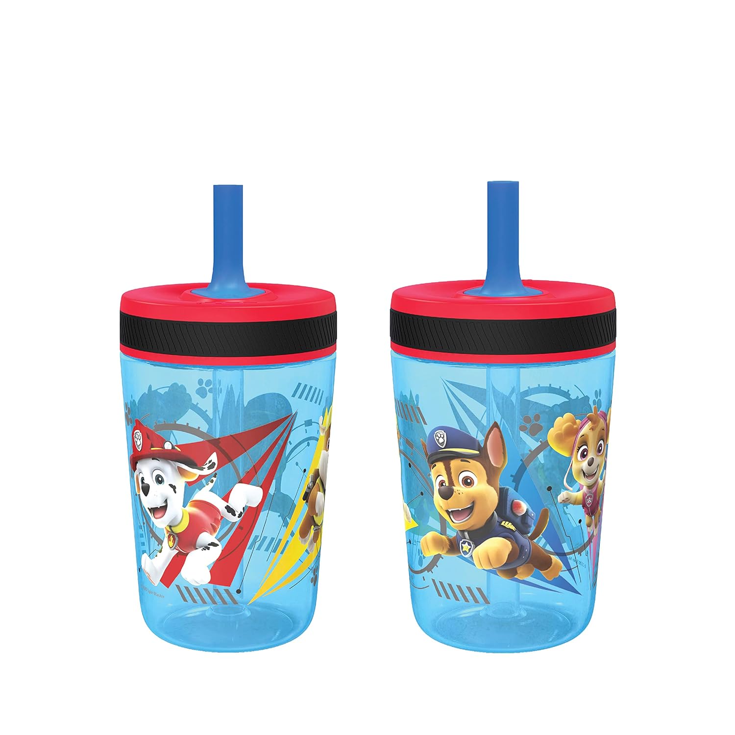 Zak Designs Kelso Tumbler 15 oz Set (Paw Patrol - Chase & Marshall 2pc Set) Toddlers Cups Leak-Proof Screw-On Lid with Straw Made of Durable Plastic and Silicone, Perfect Cup for Kids