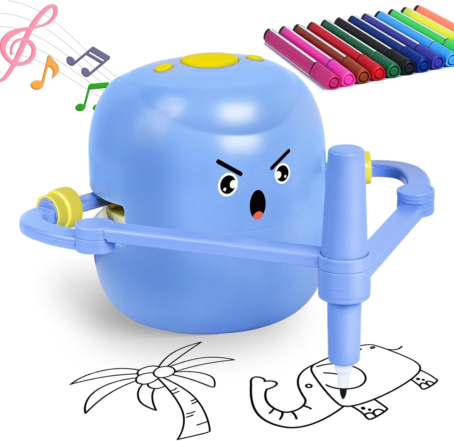 Drawing Robot for Kids, Interactive Educational Drawing Robot, Kids Robot Toys with 100 Word Cards & Voice Interaction, Robot Drawing Machine Present for Girls and Boys Age 3+,with 12 Color Pens, Blue