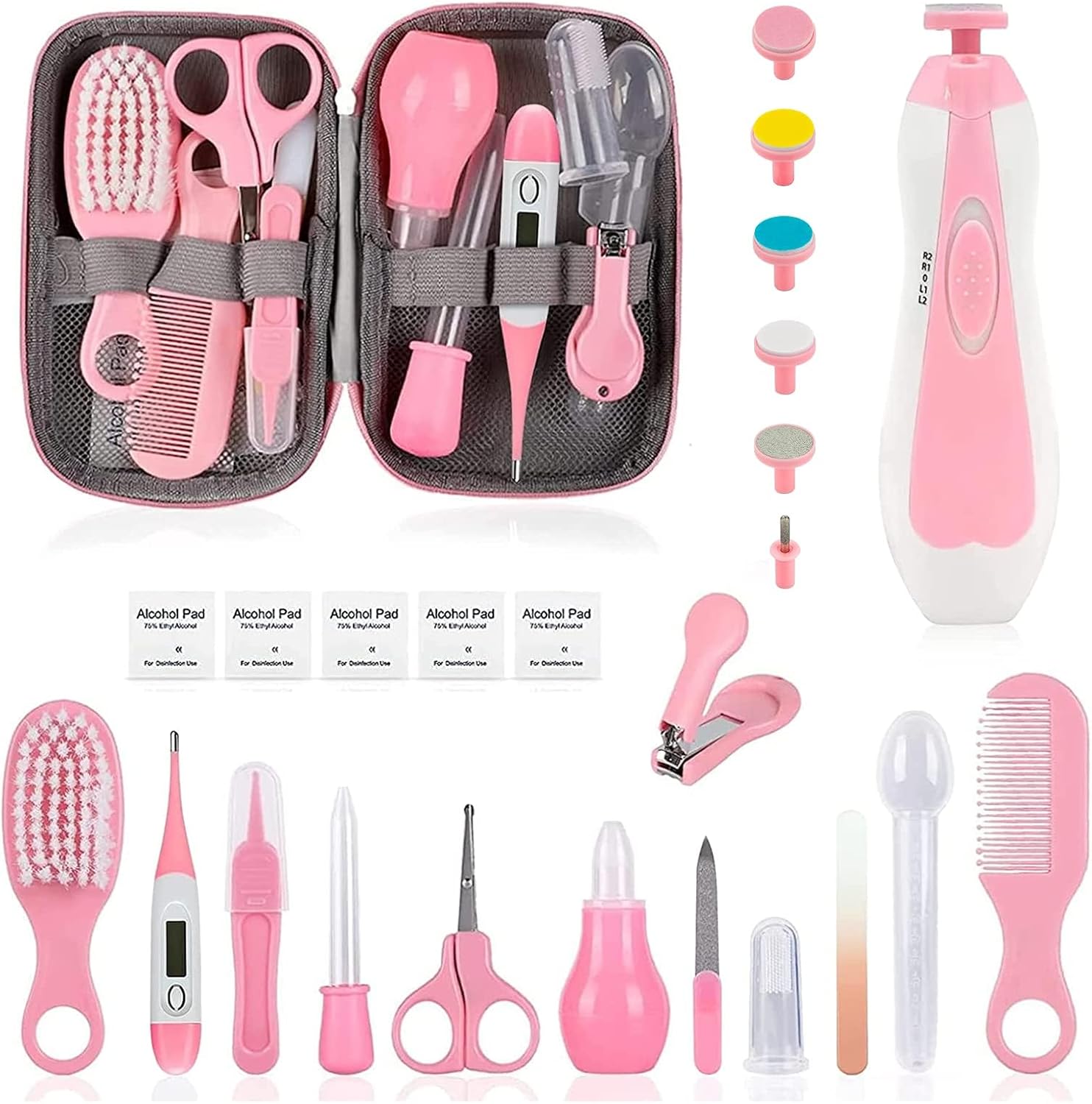 Baby Grooming Kit, Infant Safety Care Set with Hair Brush Comb Nail Clipper Nasal Aspirator,Baby Essentials Kit for Newborn Girls Boys