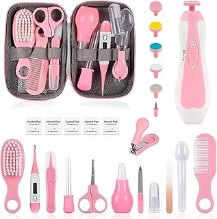 Baby Grooming Kit, Infant Safety Care Set with Hair Brush Comb Nail Clipper Nasal Aspirator,Baby Essentials Kit for Newborn Girls Boys