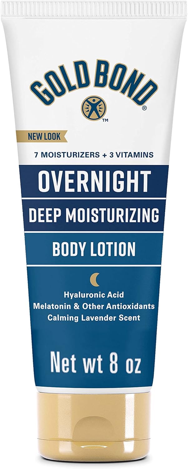 Gold Bond Overnight Deep Moisturizing Lotion, 8 oz., Skin Therapy Lotion With Calming Lavender Scent