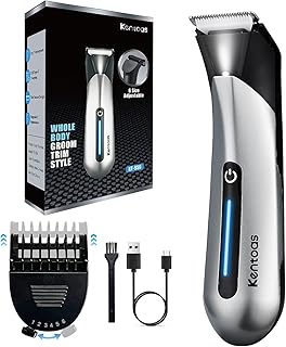 Body Hair Trimmer for Men, Electric Trimmer for Men, Ball Trimmer with 6 in 1 Ceramic Blade, Waterproof & USB Charging, Electric Hair Shaver for Men Pubic/Body/Groin Groomer, LED Light, No Nicks