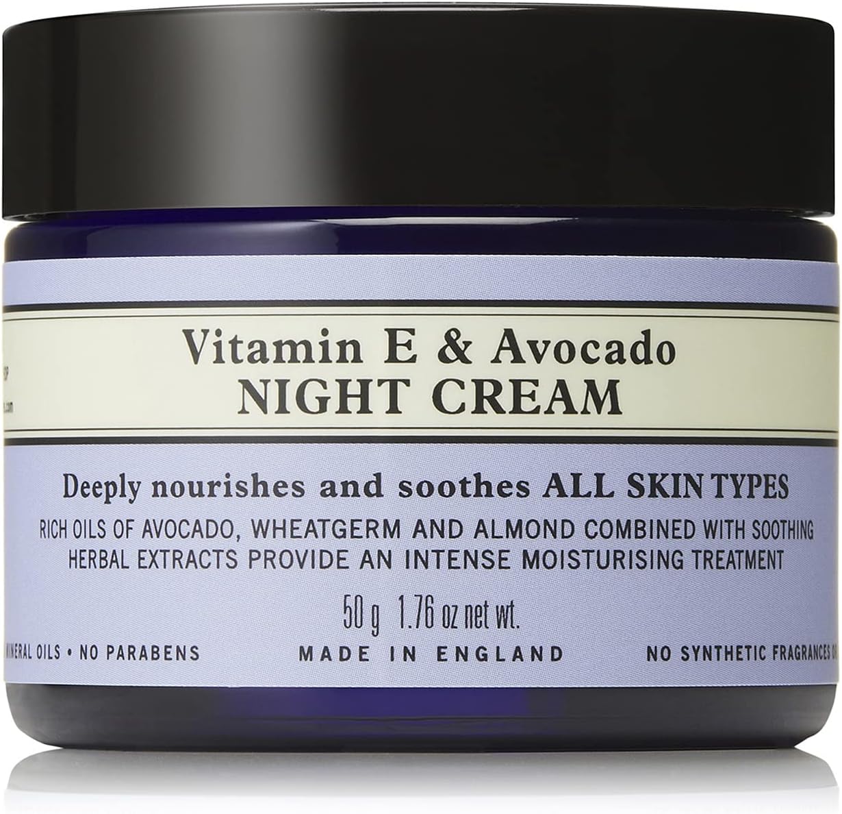 Neal's Yard Remedies Vitamin E & Avocado Night Cream, Deeply Moisturising & Replenishing, Face Moisturiser, Vegan & Cruelty-Free, 50g