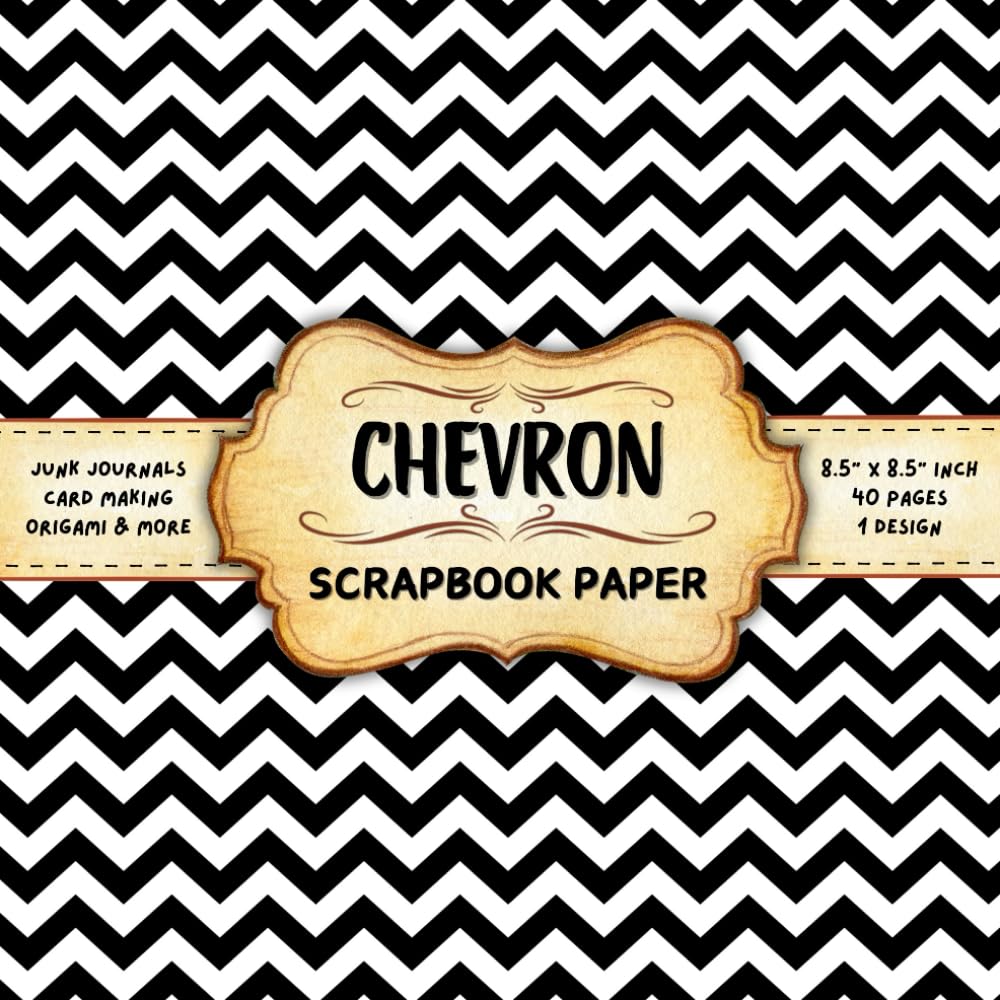 Chevron Scrapbook Paper: 1 Black and White Design, 20 Double-Sided Decorative Sheets | for Card Making, Decoupage, Collage, DIY Projects, & More | 8.5 x 8.5