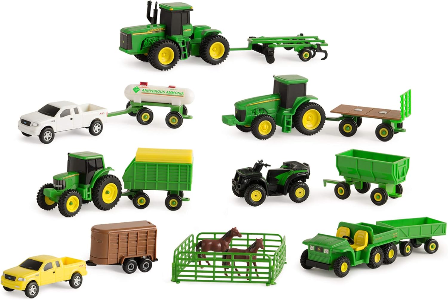 TOMY John Deere Toy Truck & Toy Tractor With Trailers 26-Piece Farm Toy Value Set