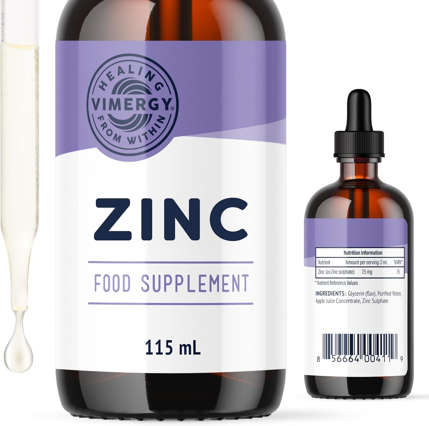 Vimergy Organic Liquid Zinc, 57 Servings - Alcohol Free Zinc Sulfate - Supports Immune Health & Metabolism - Antioxidant - Gluten-Free, Non-GMO, Kosher, Vegan & Paleo Friendly (115 ml)