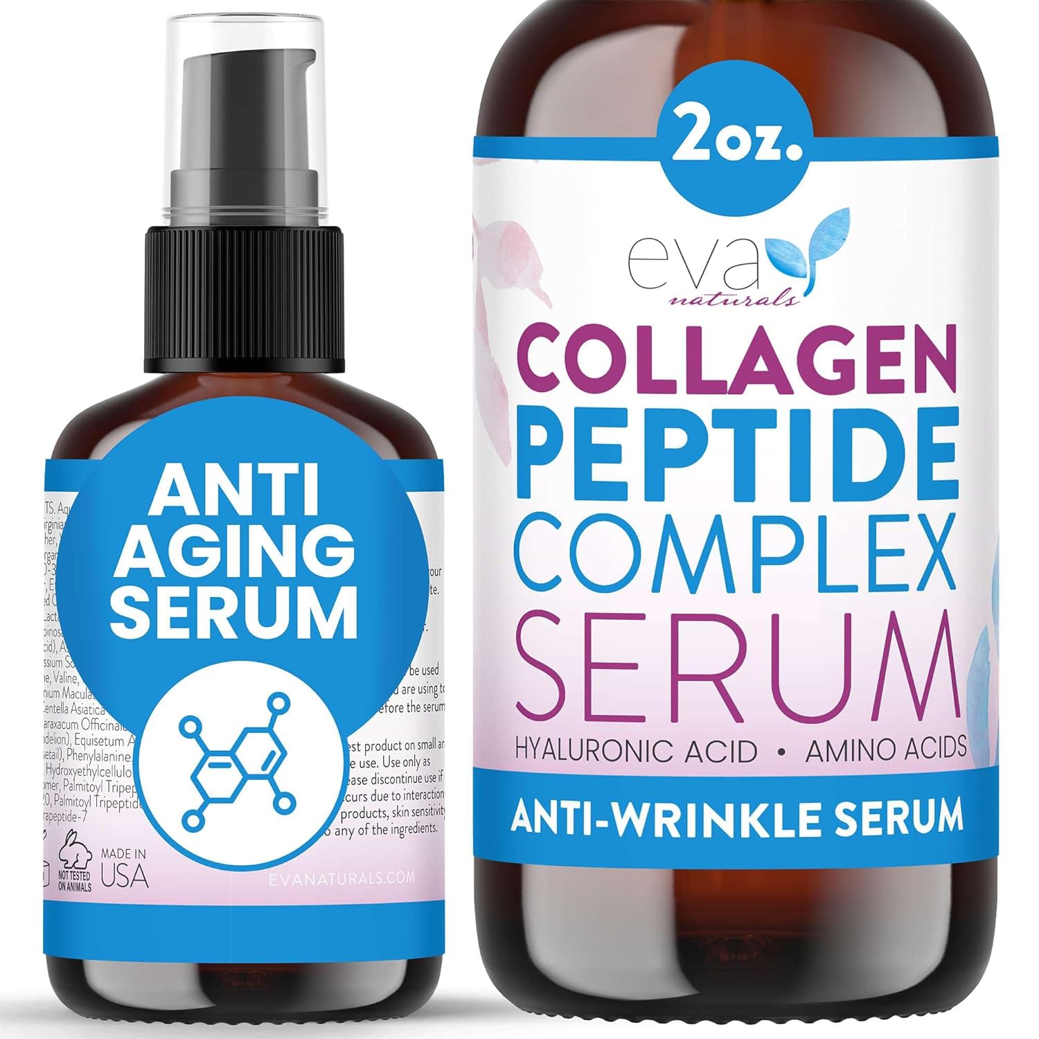 Collagen Peptide Serum for Face – Anti Aging Facial Treatment with Peptides & Hyaluronic Acid – Gentle Formula for Sensitive Skin, Microneedling Pen, Derma Roller, Skin Firming & Hydrating (2 Oz)