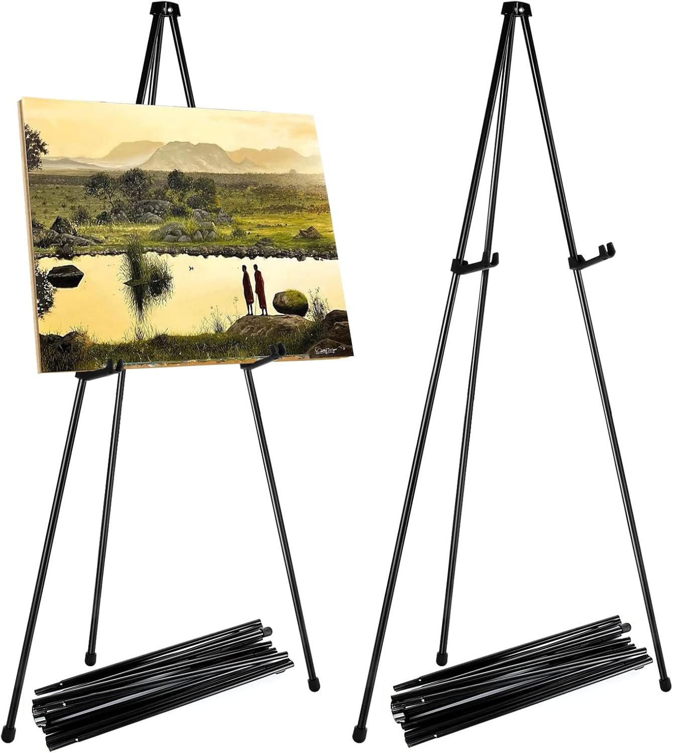 SENENQU 2 Pack Metal Display Easel Stand, 168cm / 66” Folding Art Easel for Display, Adjustable Tripod Painting Poster Easel for Wedding Signs Arts Presentations Pictures Display