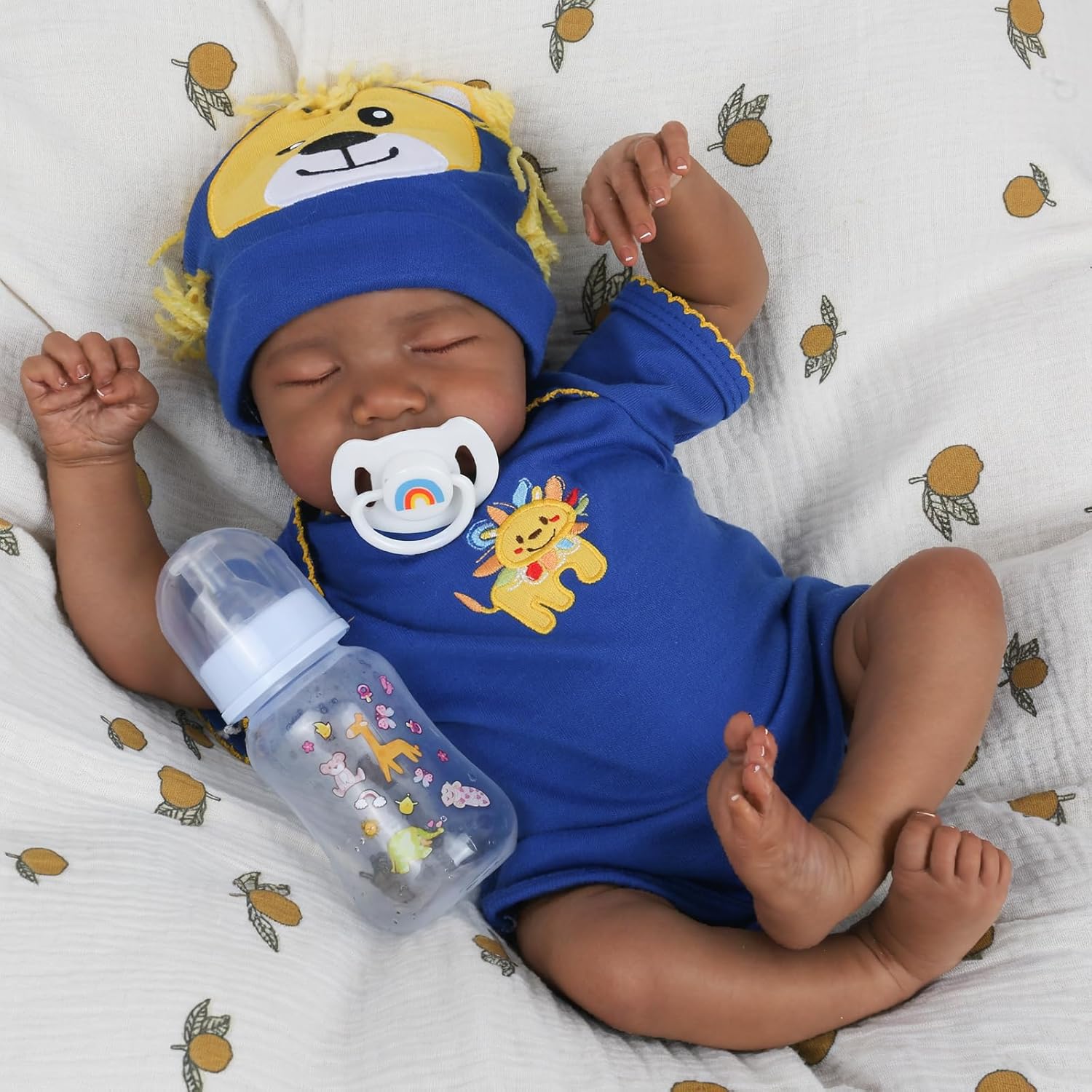 CHAREX Realistic Reborn Baby Dolls Black - 18 inch Newborn Baby African American, Soft Body Real Life Sleeping Baby Doll with Accessories Gift Set for Girls Boy Age 3+