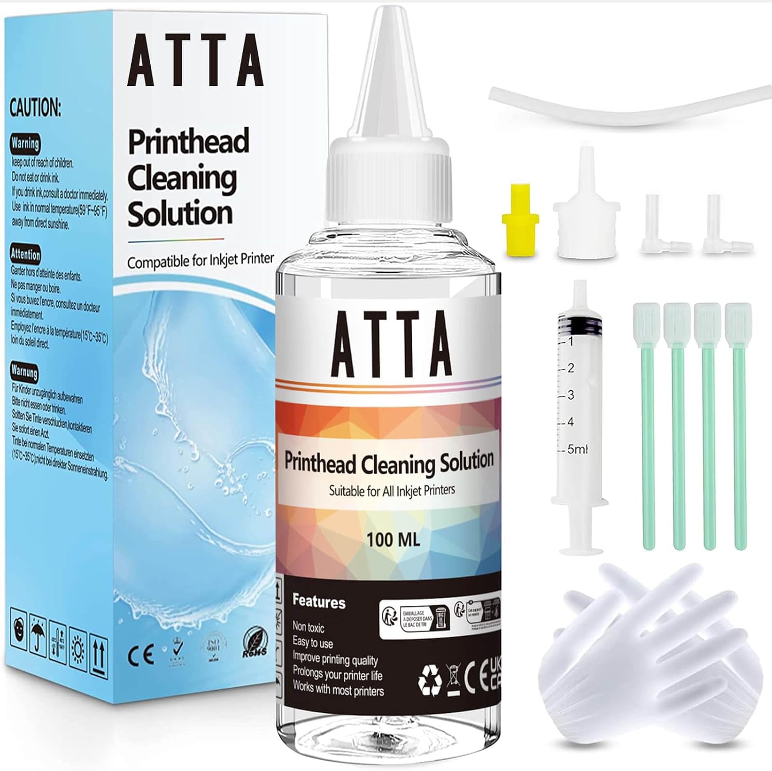 ATTA Printhead Cleaning Kit for Inkjet Printers, Printer Head Cleaner Kit
