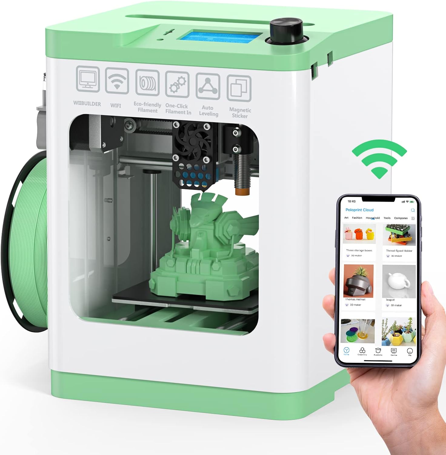Tina2S V12 3D Printers with WiFi Cloud Printing, Fully Assembled and Mini 3D Printer for Beginners and Kids with Auto Leveling, High Precision Printer with Smart Control and DIY 3D Printer for Home