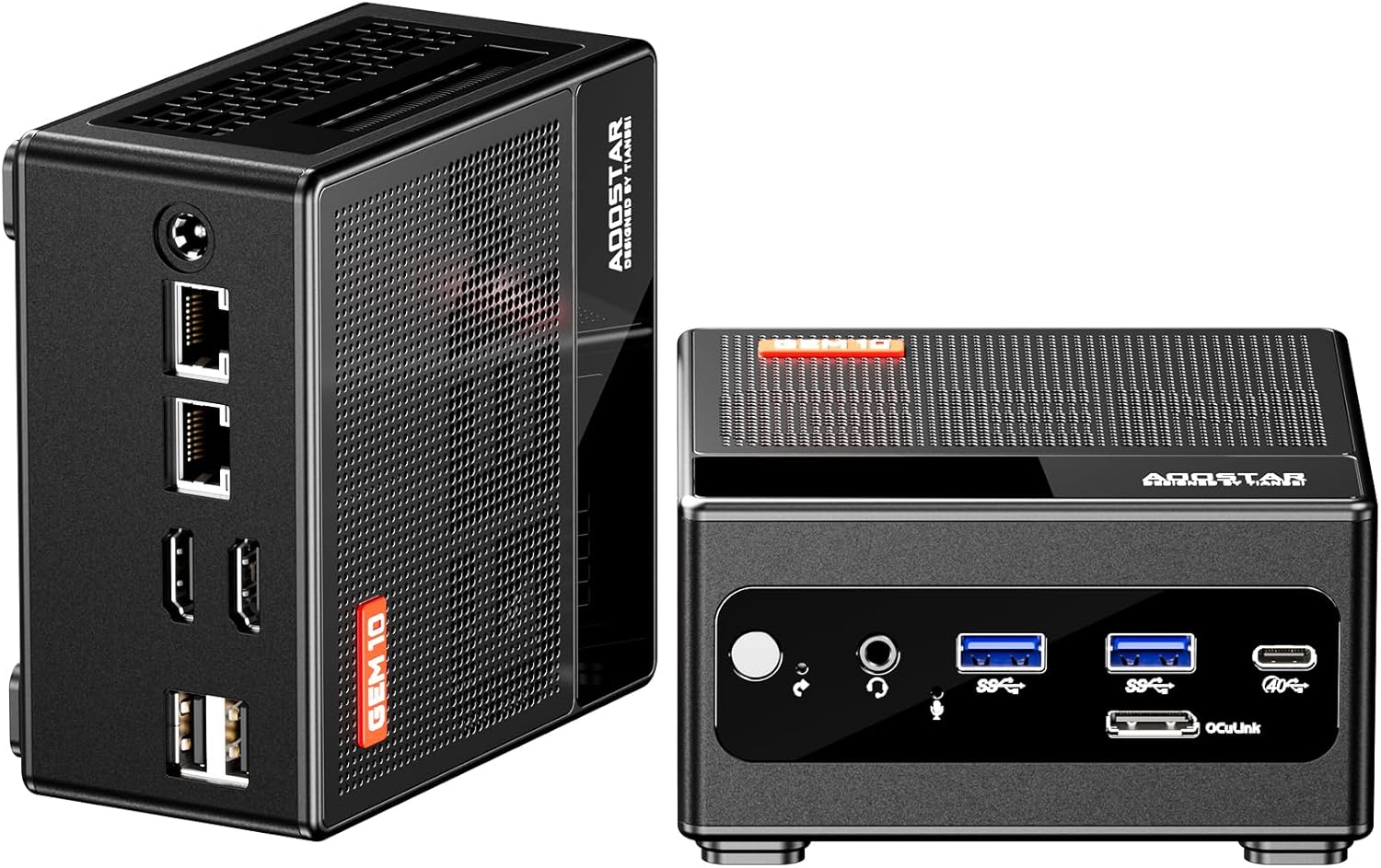 GEM10 Three NVME Mini PC AMD Ryzen 7 6800H Mini Gamingwith PC 32GB LPDDR5 6400MHz RAM 512GB PCIe4.0 SSD AMD Radeon 680M Mini Computer， OCULINK Port, Dual 2.5G LAN Ports