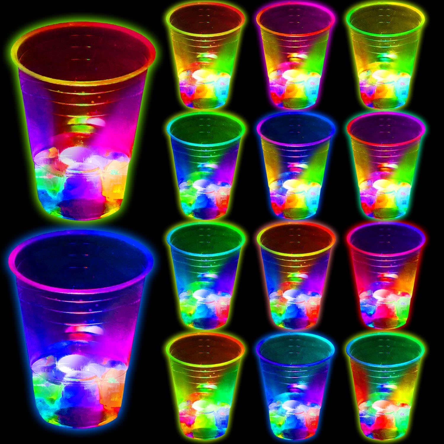 16oz Glowing Party Cups for Indoor Outdoor Party Event Fun,Light Up Flashing Cups for Night Event Favor Decorations Supplies