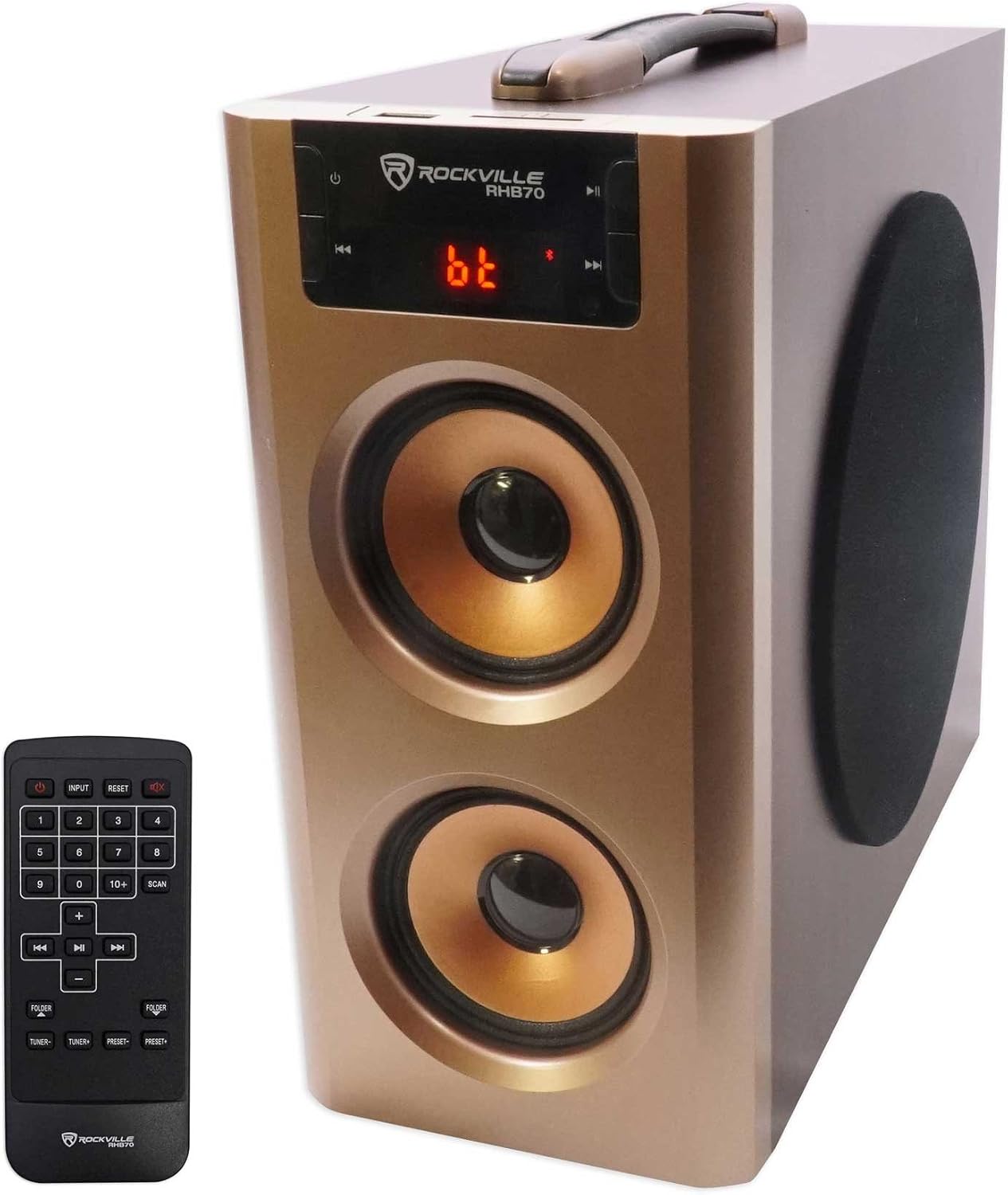 Rockville RHB70 100W 2.1 Powered Home Theater Speaker System, Cherry Wood