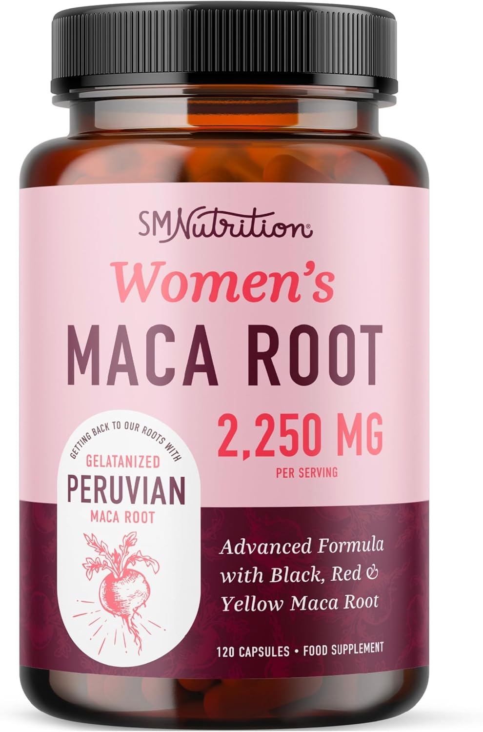 Maca Root Capsules for Women | Peruvian Maca 2250MG Extra Strength | Red, Black & Yellow Maca Pills with Black Pepper | Herbal Supplement to Support Energy, Hormone Balance, Menopause & Cycles