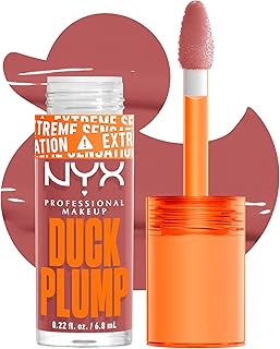 NYX PROFESSIONAL MAKEUP Duck Plump High Pigment Lip Gloss, Lip Plumper Gloss with Spicy Ginger - Nude Swings