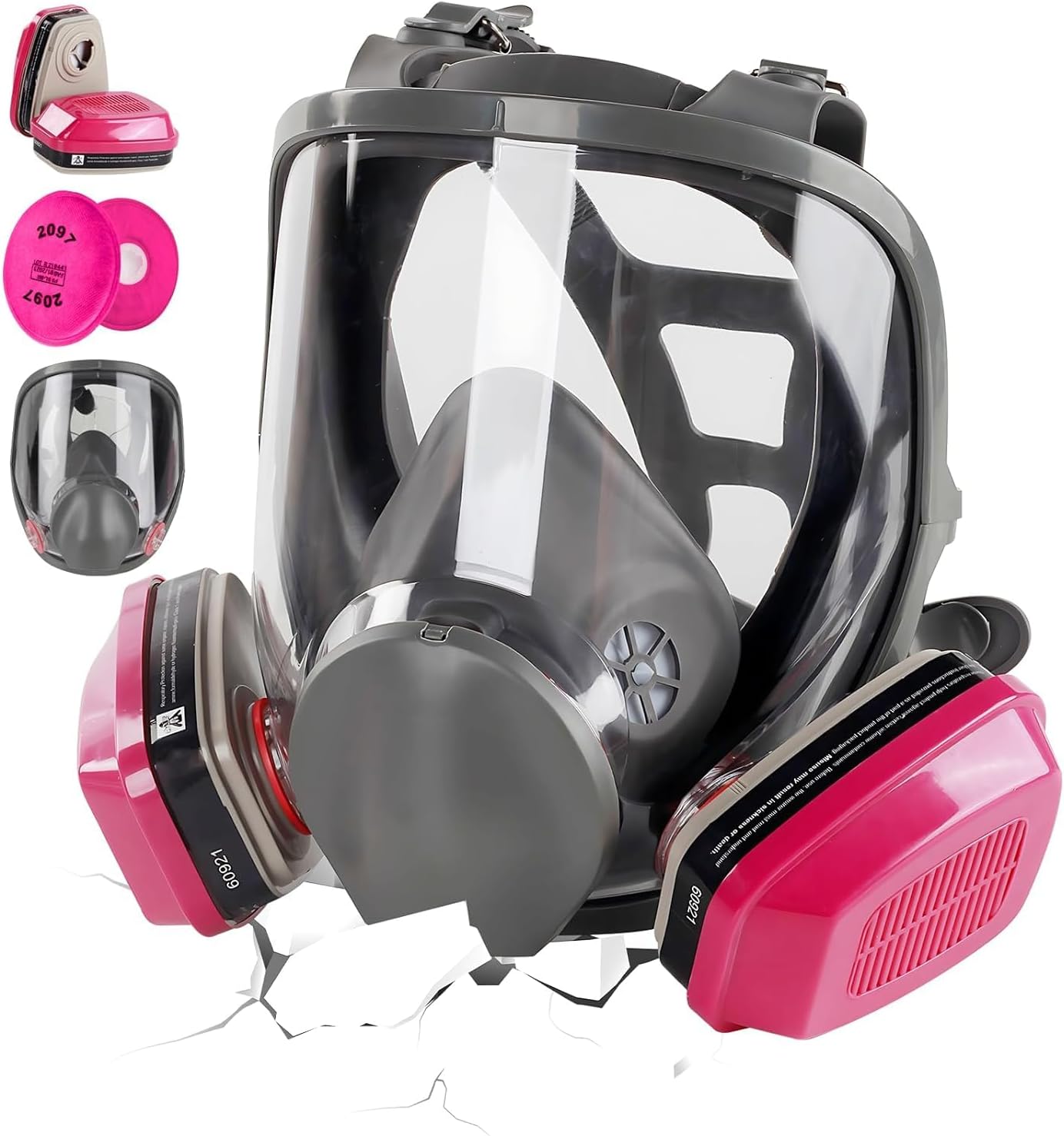 Full Face Respirator Mask with 60921 and 2097 Filters, Reusable Gas Mask Survival Nuclear and Chemical for Spray Painting,Sanding,Resin,Fine Dust,Building Work,Welding