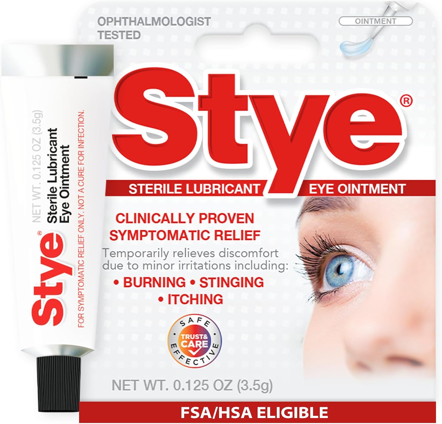 Stye Sterile Lubricant Eye Ointment, Eye Symptom Relief, 0.125oz