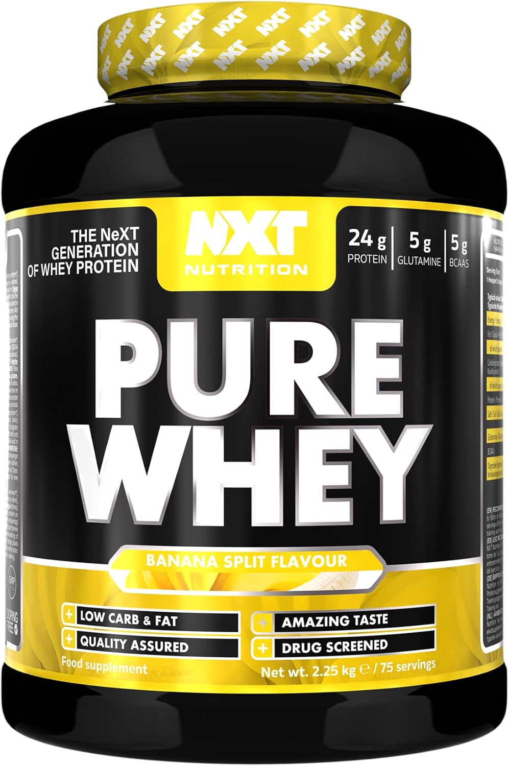 NXT Nutrition Pure Whey 2.25kg | Whey Protein | Muscle Growth and Recovery | 75 Servings | All Flavours | (Banana)