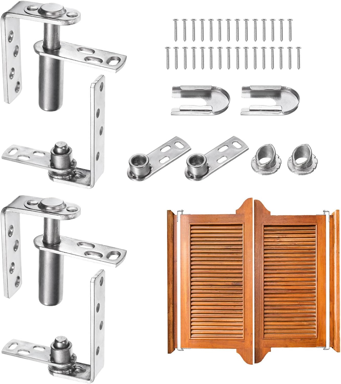 sourcing map 2 Set Heavy Duty Saloon Door Hinges, Self-Return Cafe Door Hinge 304 Stainless Steel Swinging Doors Hardware for 30mm Thick Doors, Big, 22lbs Load Bearing