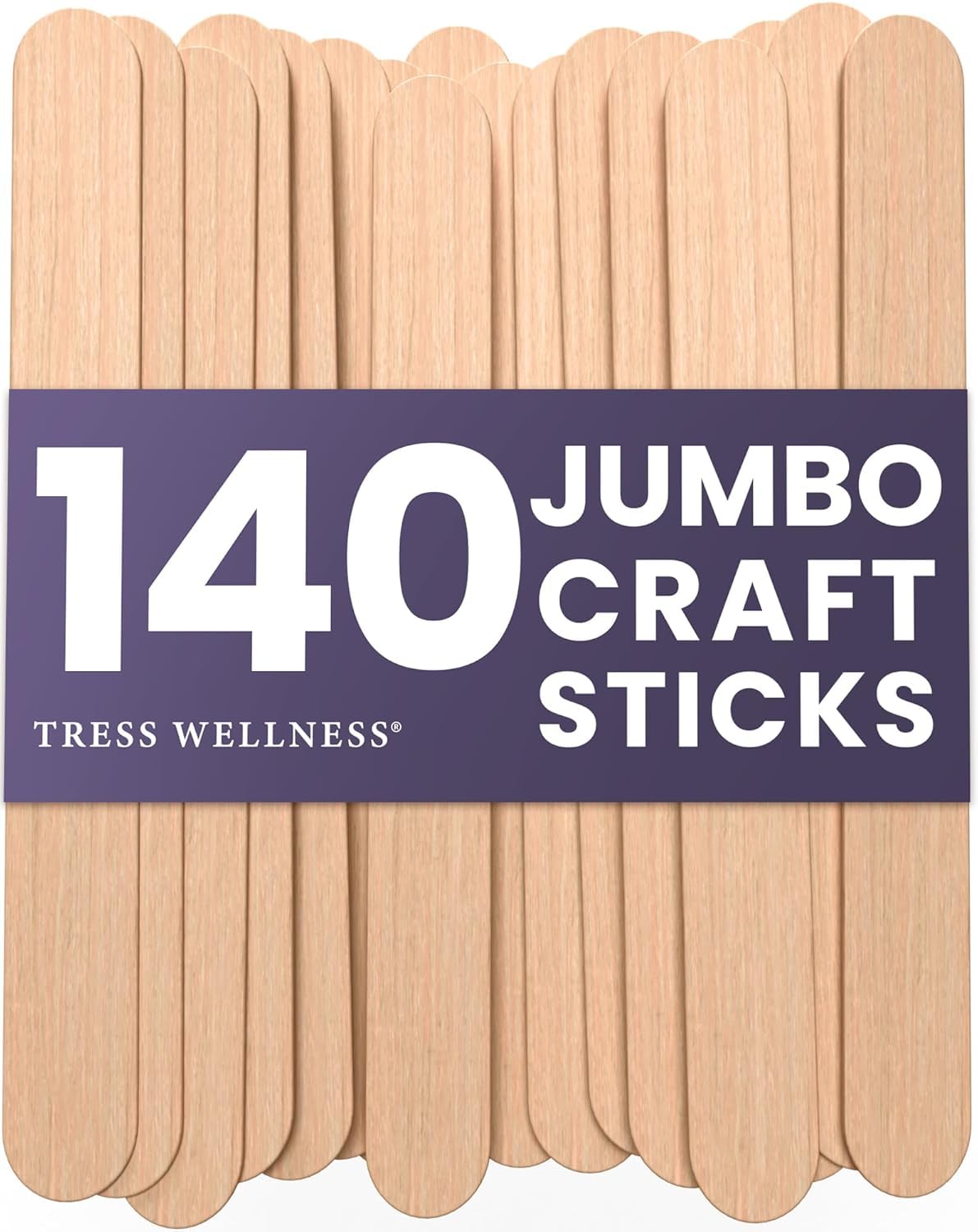Tress Wellness Craft Sticks, Popsicle sticks, Premium Splinter-Free Wooden Sticks for Waxing, Wax Stick for Body and Face Waxing, 140 pieces