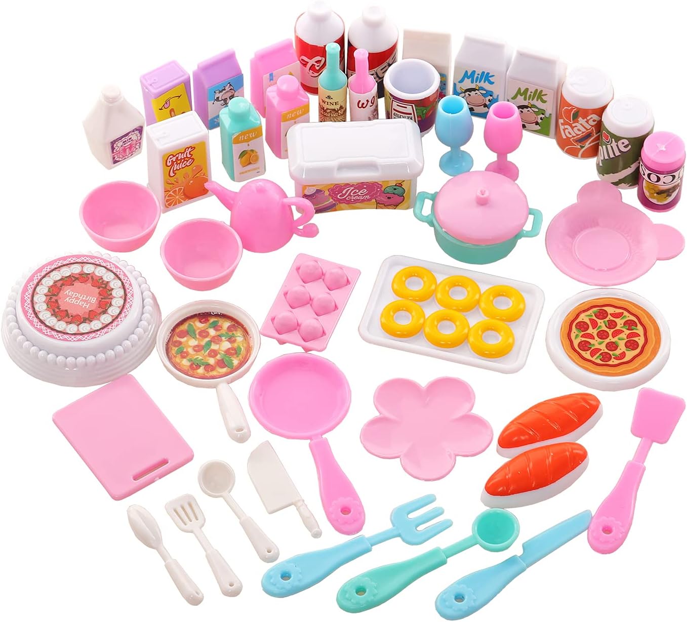Miunana 43 Doll Food Accessories Set Tableware Kitchenware Kitchen Set Age 3+ For 11.5 Inch Dolls